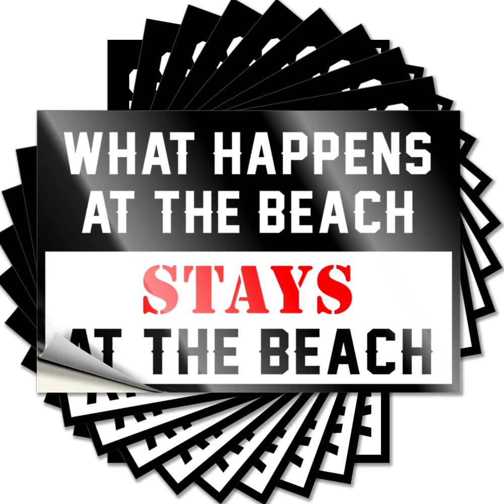 JNBT High Voltage Sticker Magnetic For Vehicle Peel & Stick/What Happens At The Beach Stays Rear Window - Funny Hard Hat Stickers Adults(8X12CM-10Pcs)