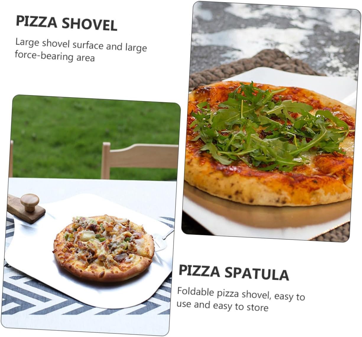 FOMIYES Folding Aluminum Baking Pizza Spatula with Wood Handle, Lightweight Pizza Paddle for Home and Restaurant Use, Easy Transfer Tool for Oven and Grill Baking Random Color