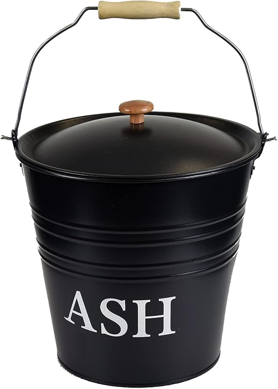 ASAB 10L Ash Bucket with Lid & Handle Tools Fireplaces Fire Pits Wood