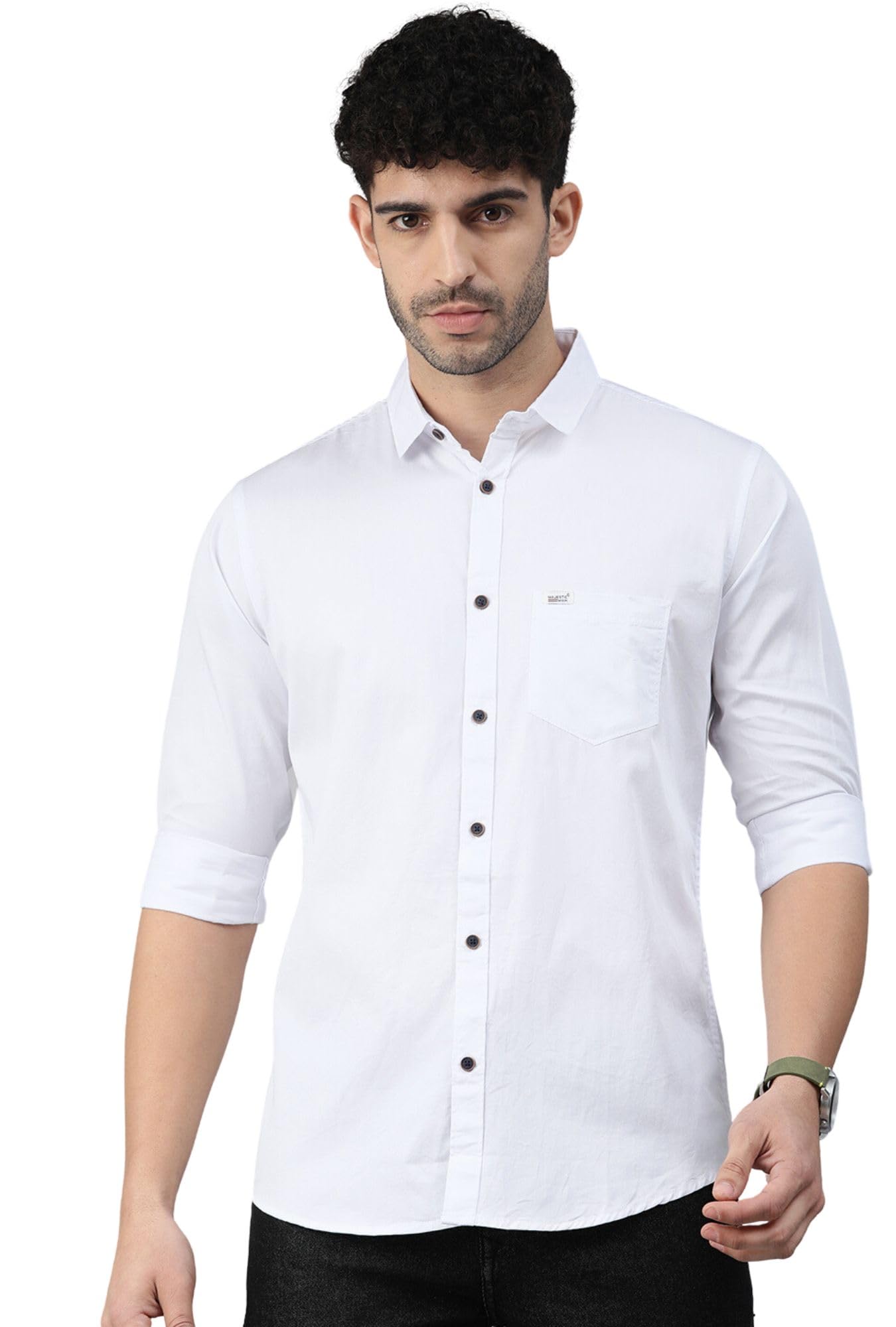 Majestic Man Men Classic Slim Fit Pure Cotton Casual Shirt