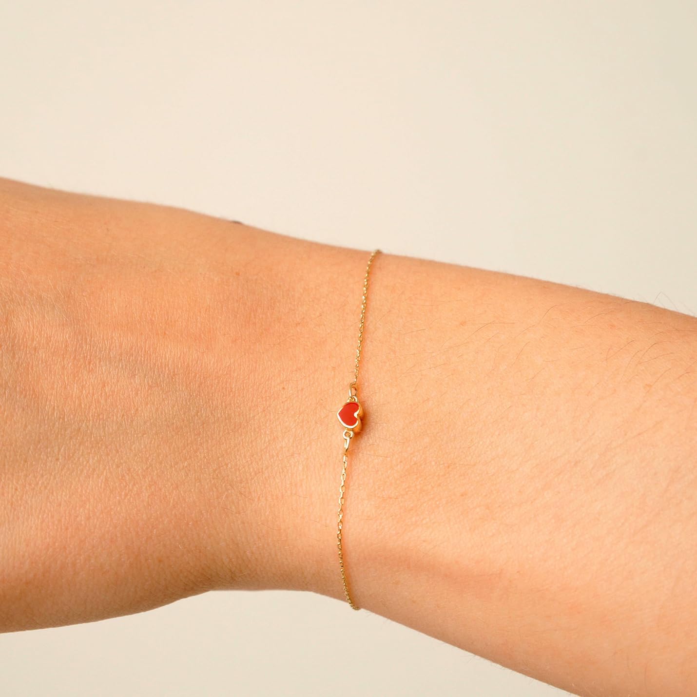 Gelin Red Heart Bracelet 10K Solid Gold
