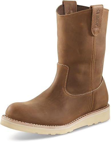Guide Gear Botas de trabajo Wellington de cuña de 10 pulgadas para hombre, media alta, zapatos de cuero, forro que absorbe la humedad