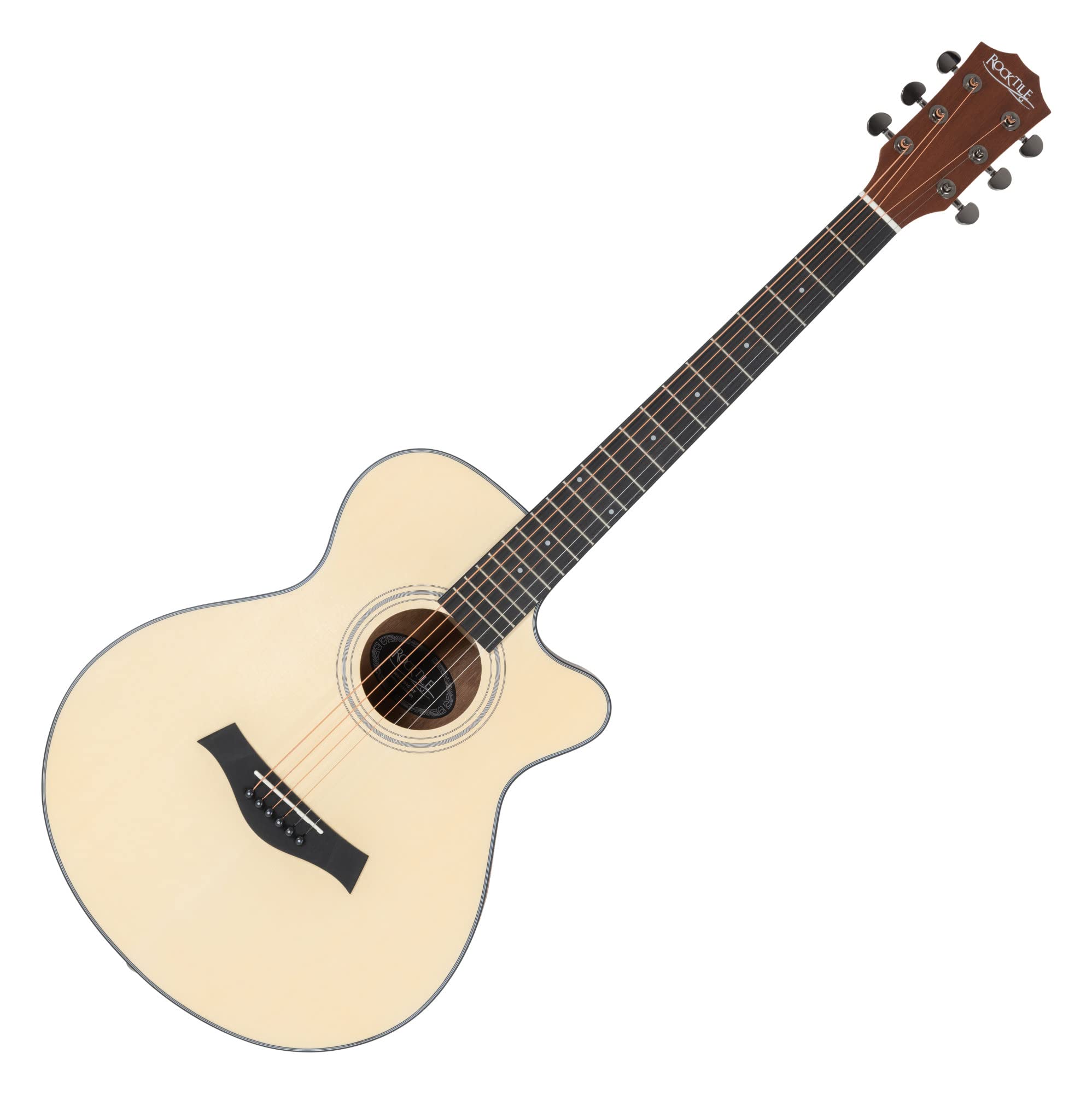 Rocktile Chitarra Western WSC-4C-BK – Acustica Compatta Concert Con Cutaway, 6 Corde, In Tiglio, Nero Satinato – Perfetta Per Principianti, Ragazzi E Mani Piccole