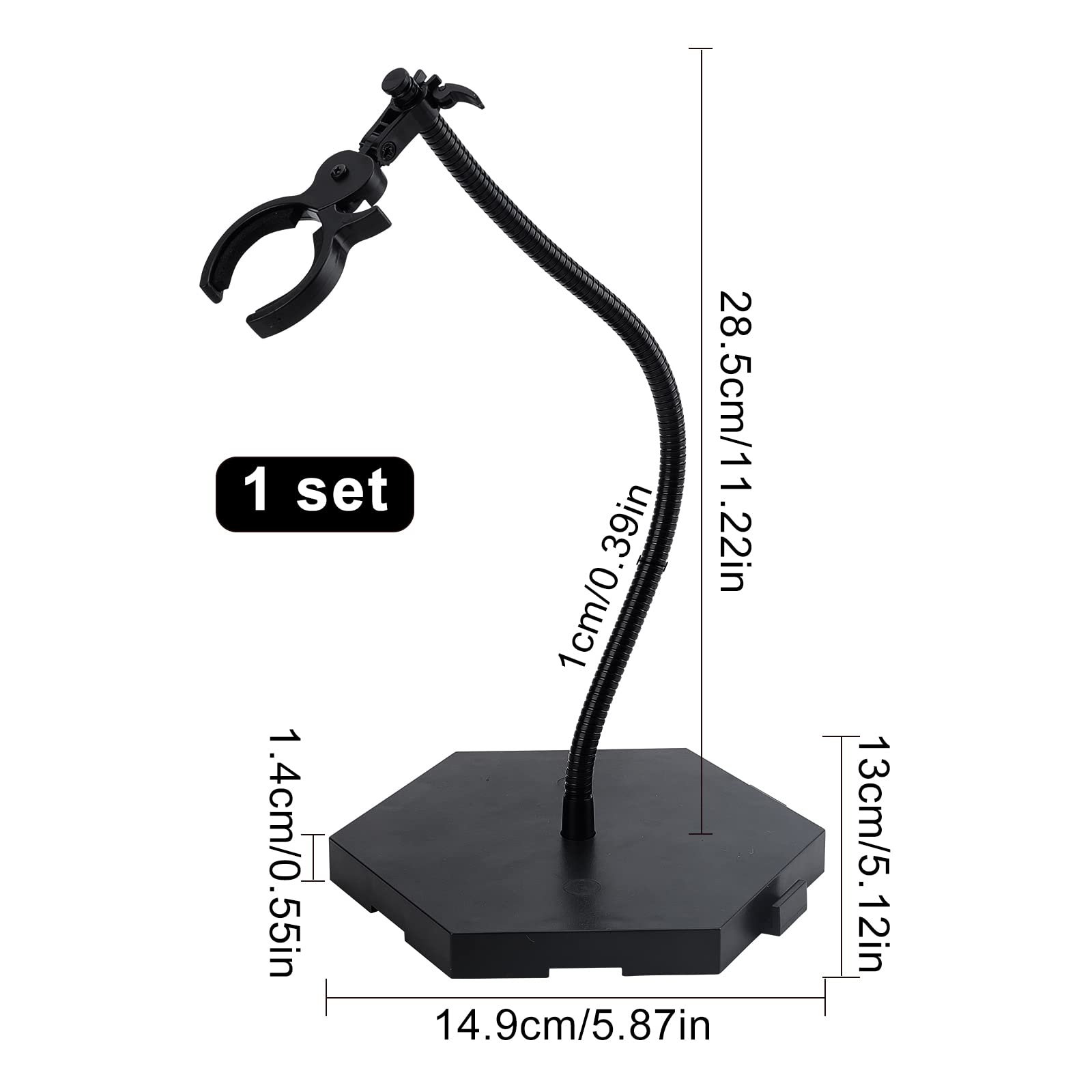 FINGERINSPIRE Action Figure Display Base Supporto per Figure per Bambole Nero Tubo Flessibile in Metallo Scala 1/6 1/9 1/12