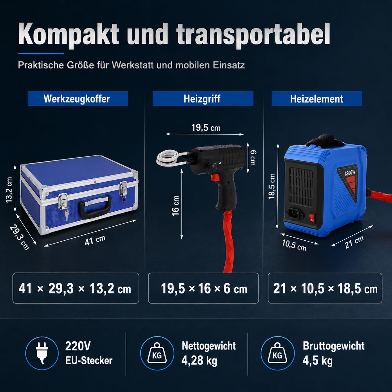 Calentador de inducción magnético para coche, 1800 W, calentador de inducción magnético con bobinas de calefacción para automóviles, tornillos, tuercas