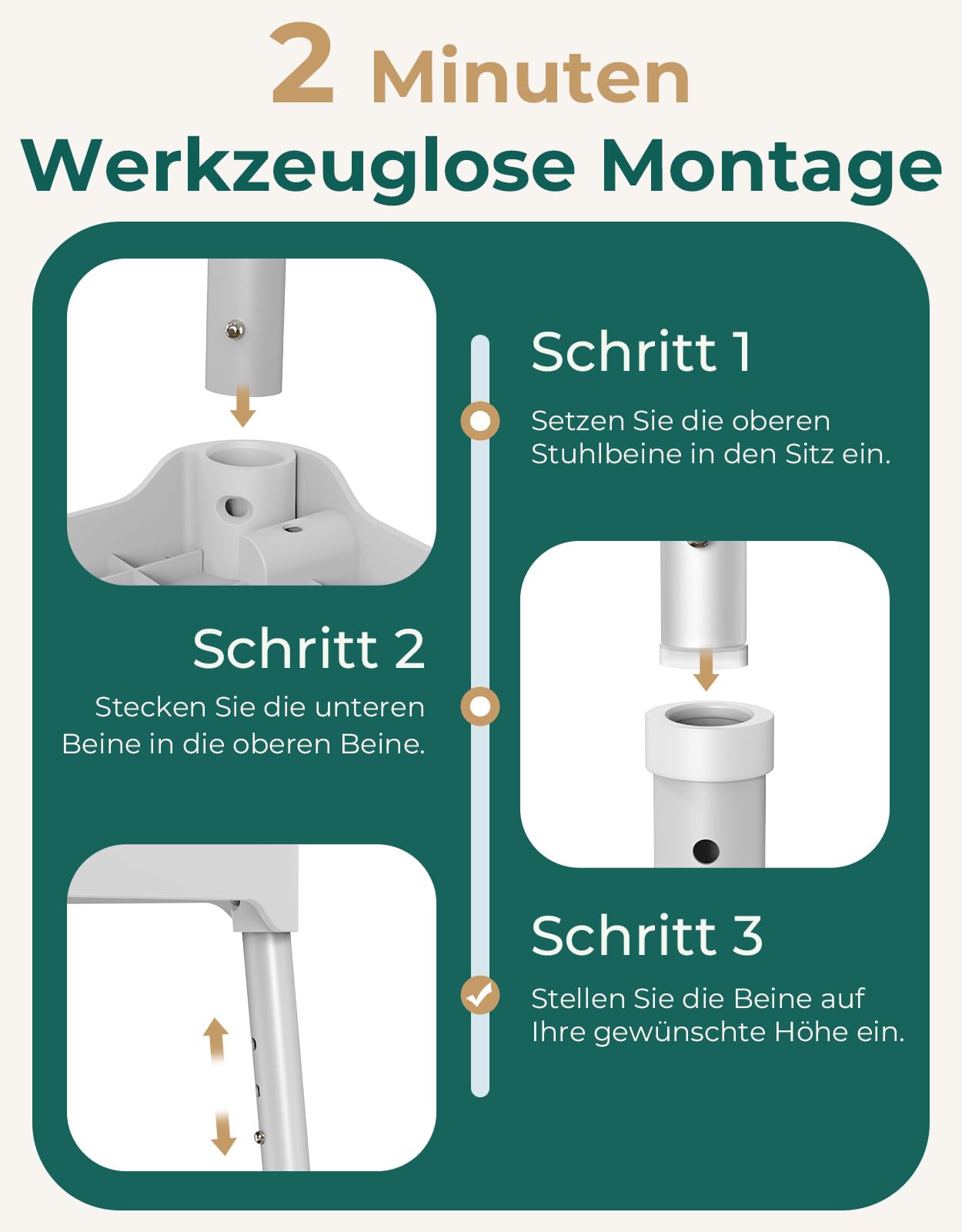 Duschhocker für Senioren, Höhenverstellbar, bis 158 kg, Grau-Weiß