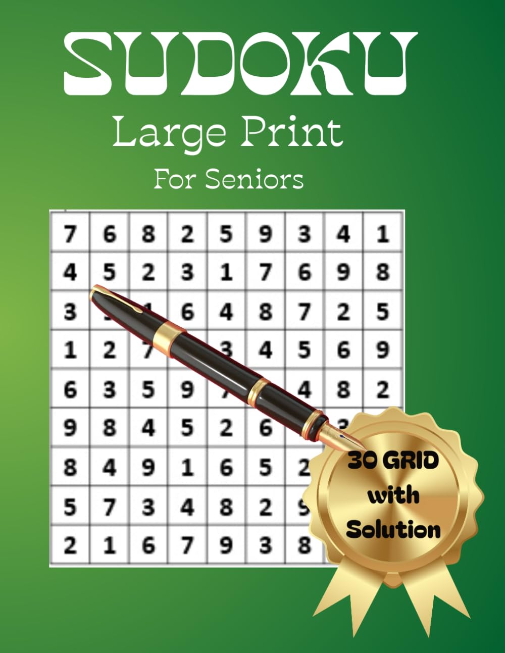 Hard Sudoku Large Print: 30 Challenging Puzzles with Solutions | Large Grid Sudoku for Adults and Seniors