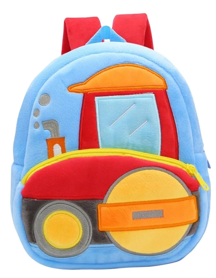 Frantic Colorful Kids School Bag | Spacious, Lightweight & Ideal for Nursery to Class 5 (Sky_Road_Roller_2026_B)
