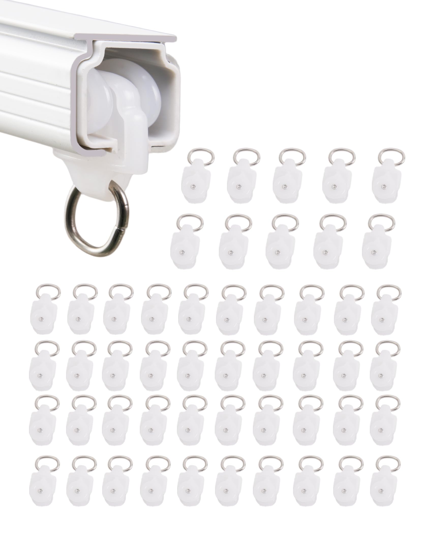 Ezcasch 50 Pulleys Accessories for Ceiling Curtain Track