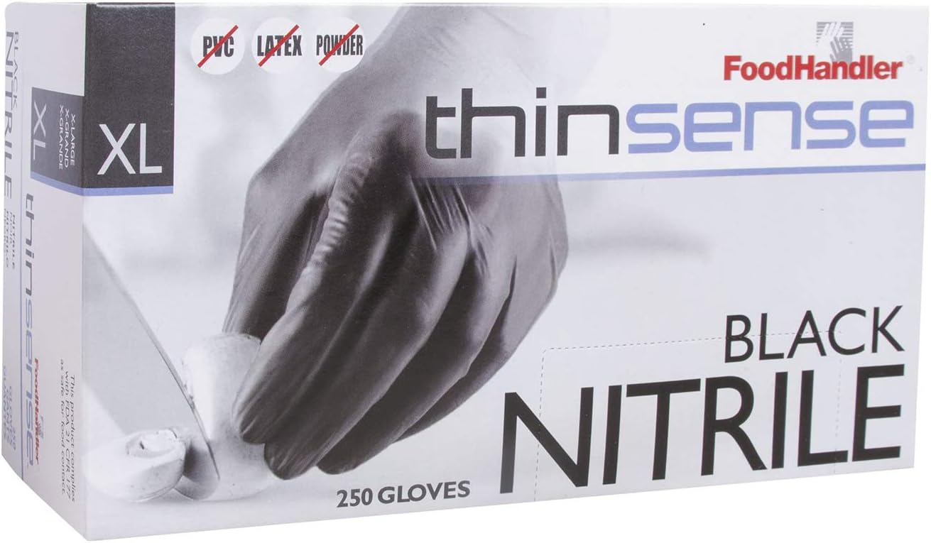FoodHandler 103-TS18-BLK thinsense Nitrile X-Large Black (Pack of 1000)
