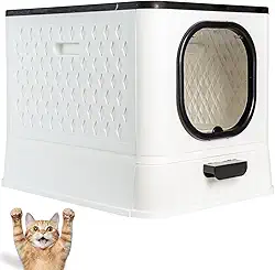 Caixa de Areia Fechada para Gatos Furba Luxo com Brindes Inclusos, Branca