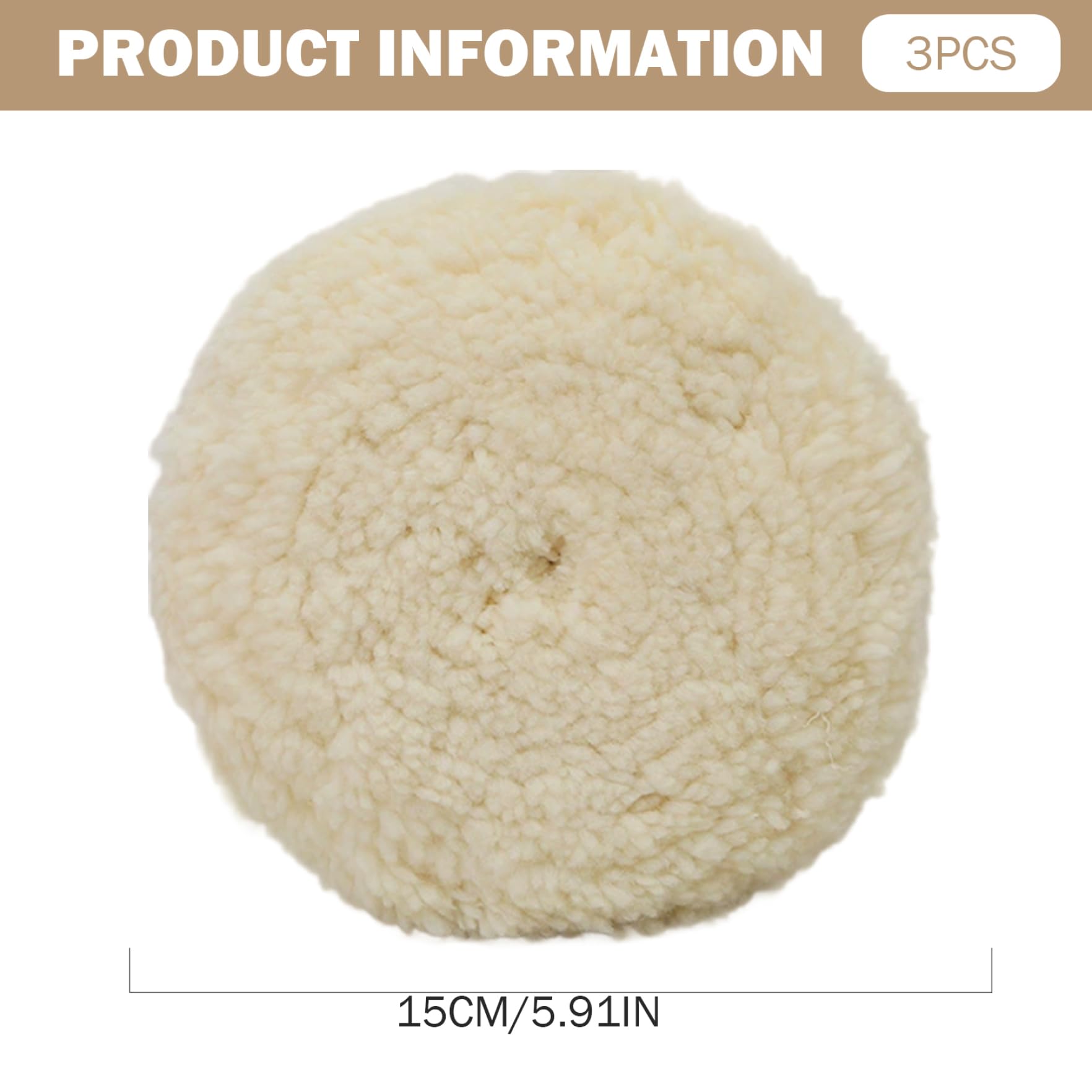 Car Polishing Pads 3PCS 6 Inch Round Wool Made Car Buffing Pads with Fastening Tape Non-scratch Replacement Polishing Tools for Automobile Buffing Accessories Pad