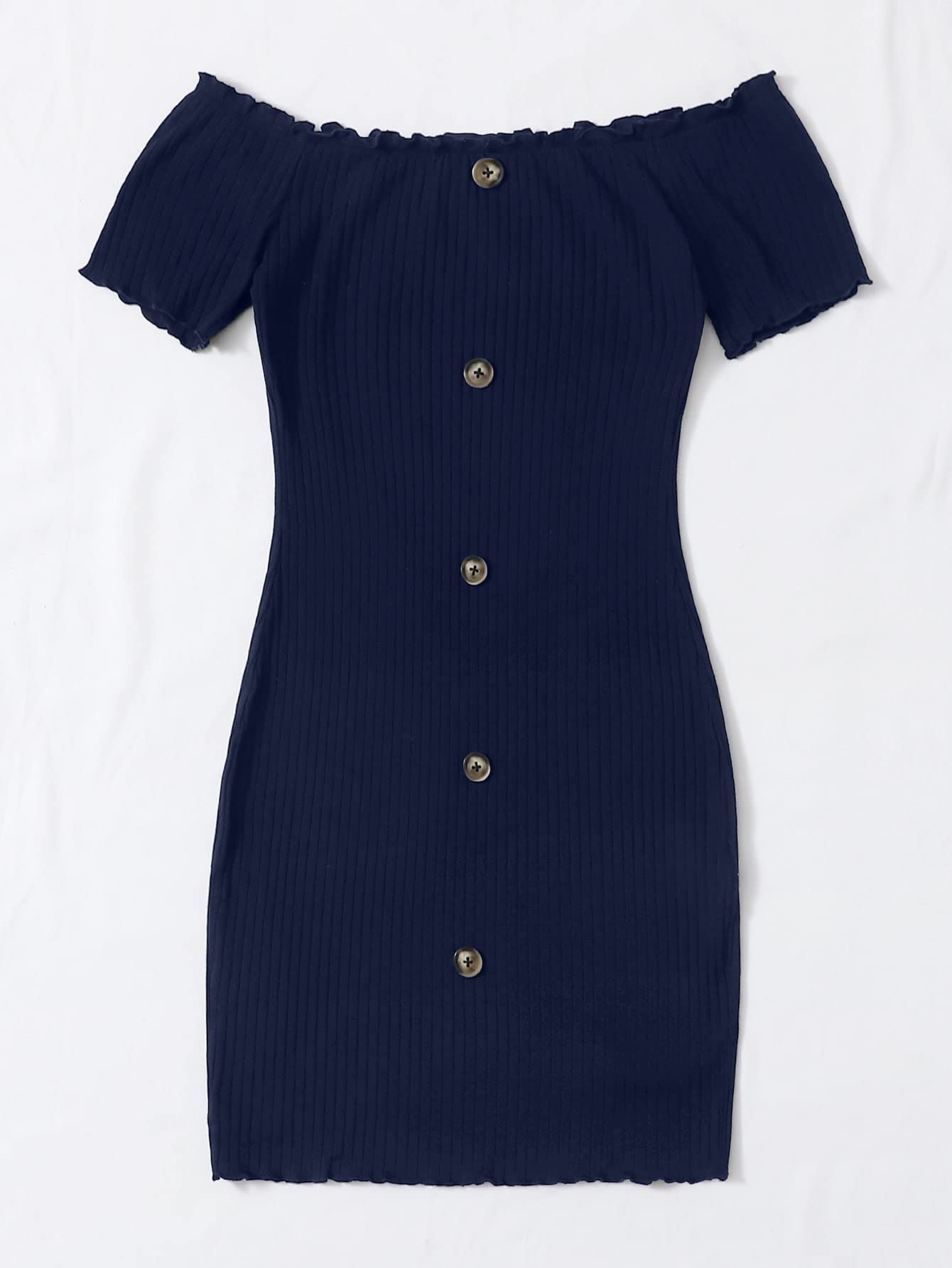 off shoulder button down dress Women's Dresses Front Lettuce Edge Dress for Women (Color : Navy Blue, Size : Medium) : Clothing, Shoes & Jewelry The tropical aesthetic is EthicalFashion Color:Fiesta Paisley V-Neck Sequin Fitted Gown