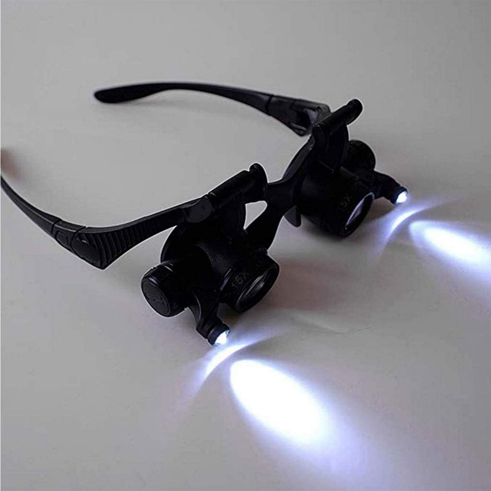 Led-Lupenbrille Mit Kopfhalterung, Doppelaugenlupe Für Uhren- Und Schmuckreparaturen, 4 Austauschbare Linsen, 2 Led-Leuchten, Freihändige Leselupe, Schmucklupe,