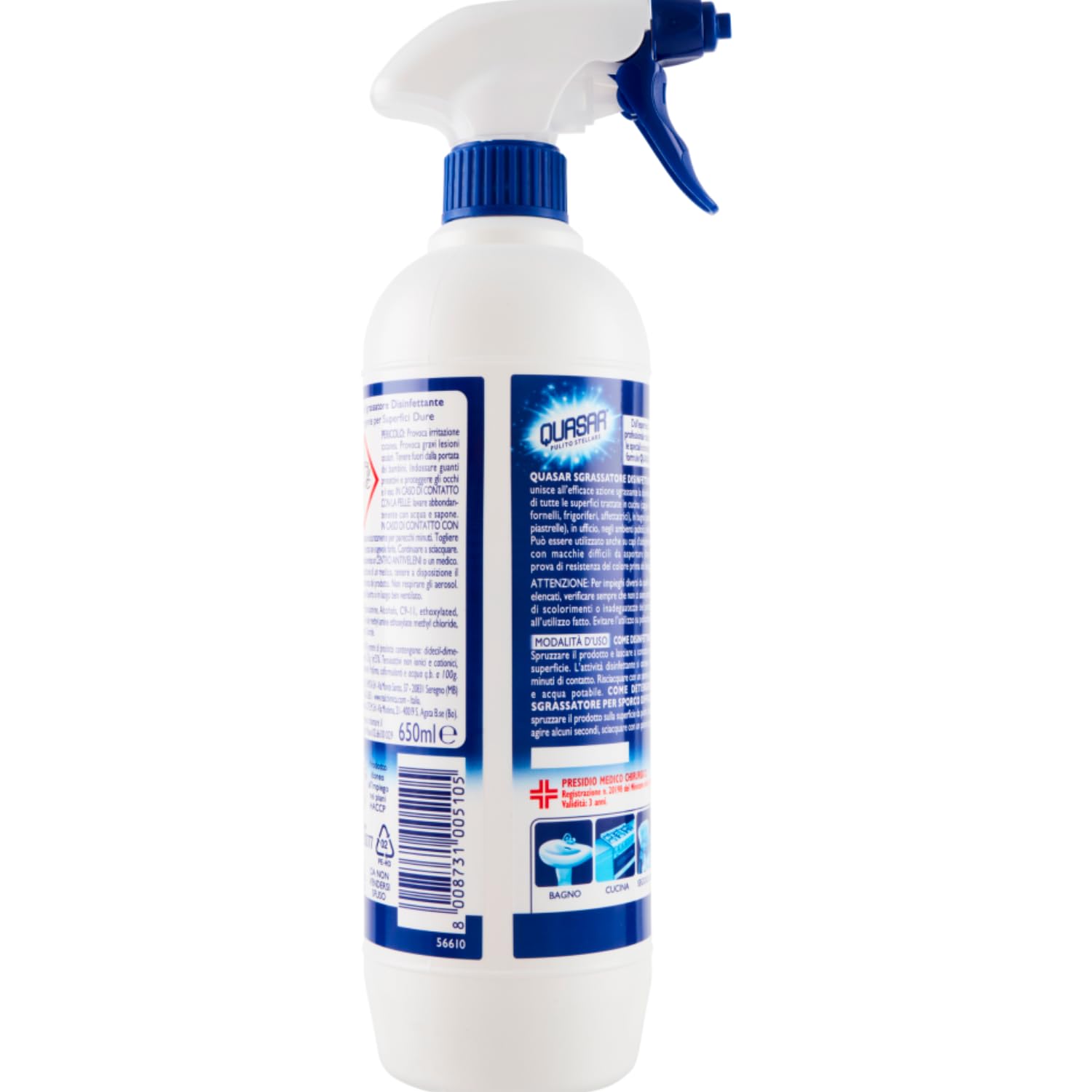 Sgrassatore disinfettante multiuso – azione igienizzante e sgrassante – 650 ml kit con Spugna Brandizzata SPESA & RISPARMIO Inclusa – Variazioni 4/8/12 Pezzi (12)