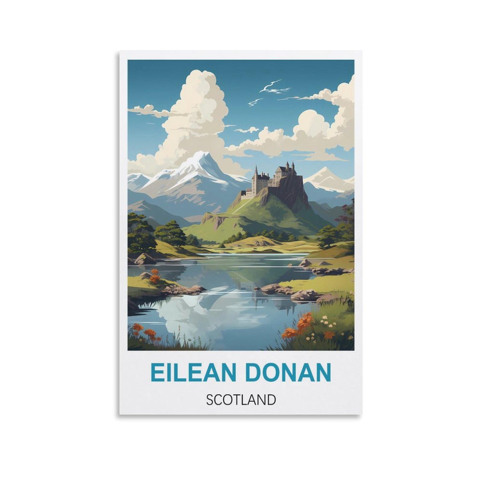 EZMLFA 5D Diamond Art Kits for Beginner,Eilean Donan Scotland,DIY Round Full Drill Crystal Art Craft Painting for Home Wall Decor 40x50cm