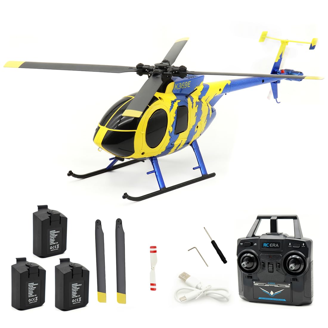 RC ERA C184 MD500 4CH RC Hubschrauber mit 6-Axis Gyro, optischem Fluss-Schwebemodus, EIN-Tasten-Start/Landung, Ferngesteuerter Helikopter für Erwachsene Anfänger(RTF).