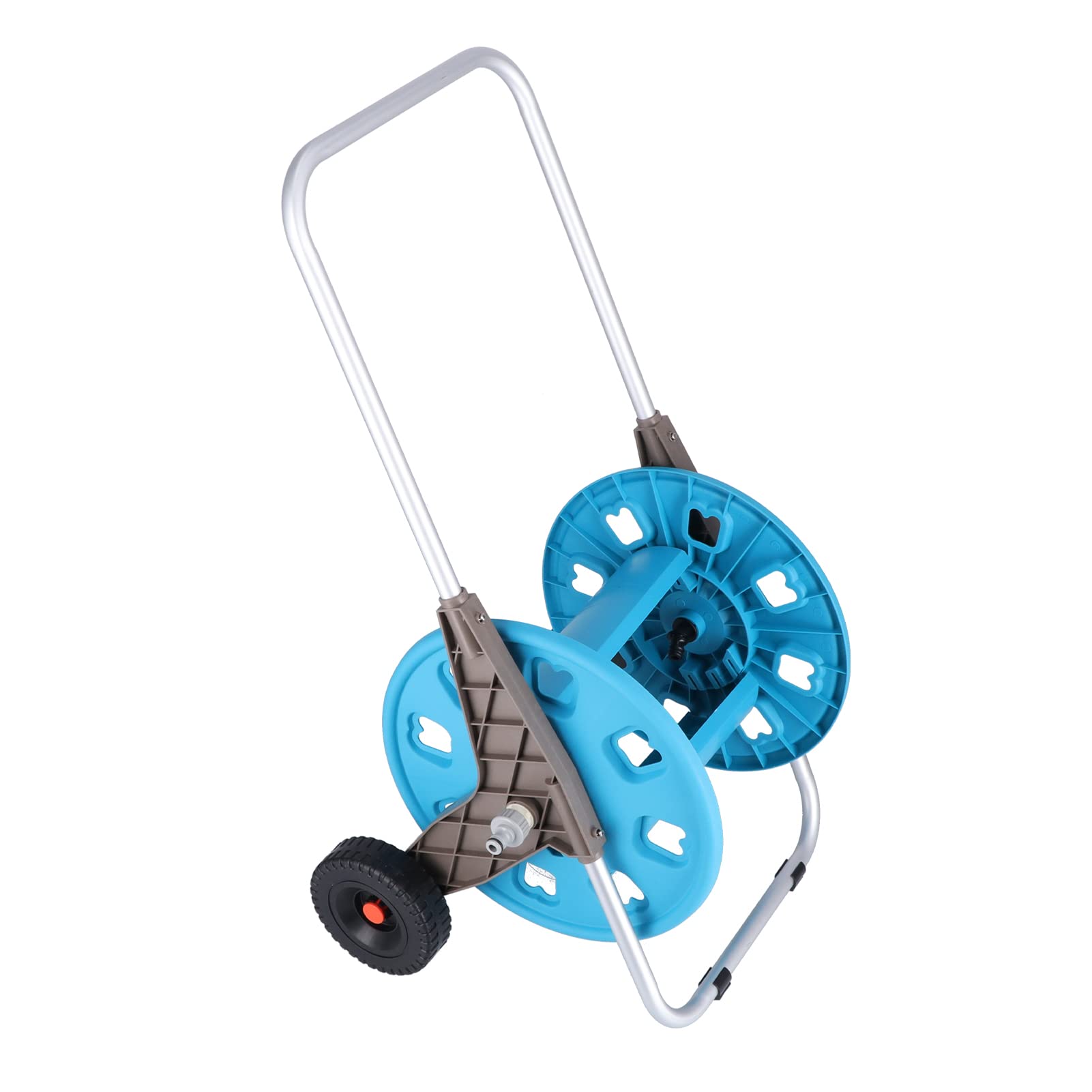 Carrello per tubi da giardino | Spinta a mano portatile a scomparsa per pulire il tuo giardino | Capacità di 80 m per cortile/prato/irrigazione |Telaio in alluminio stabile Supporto per manovella