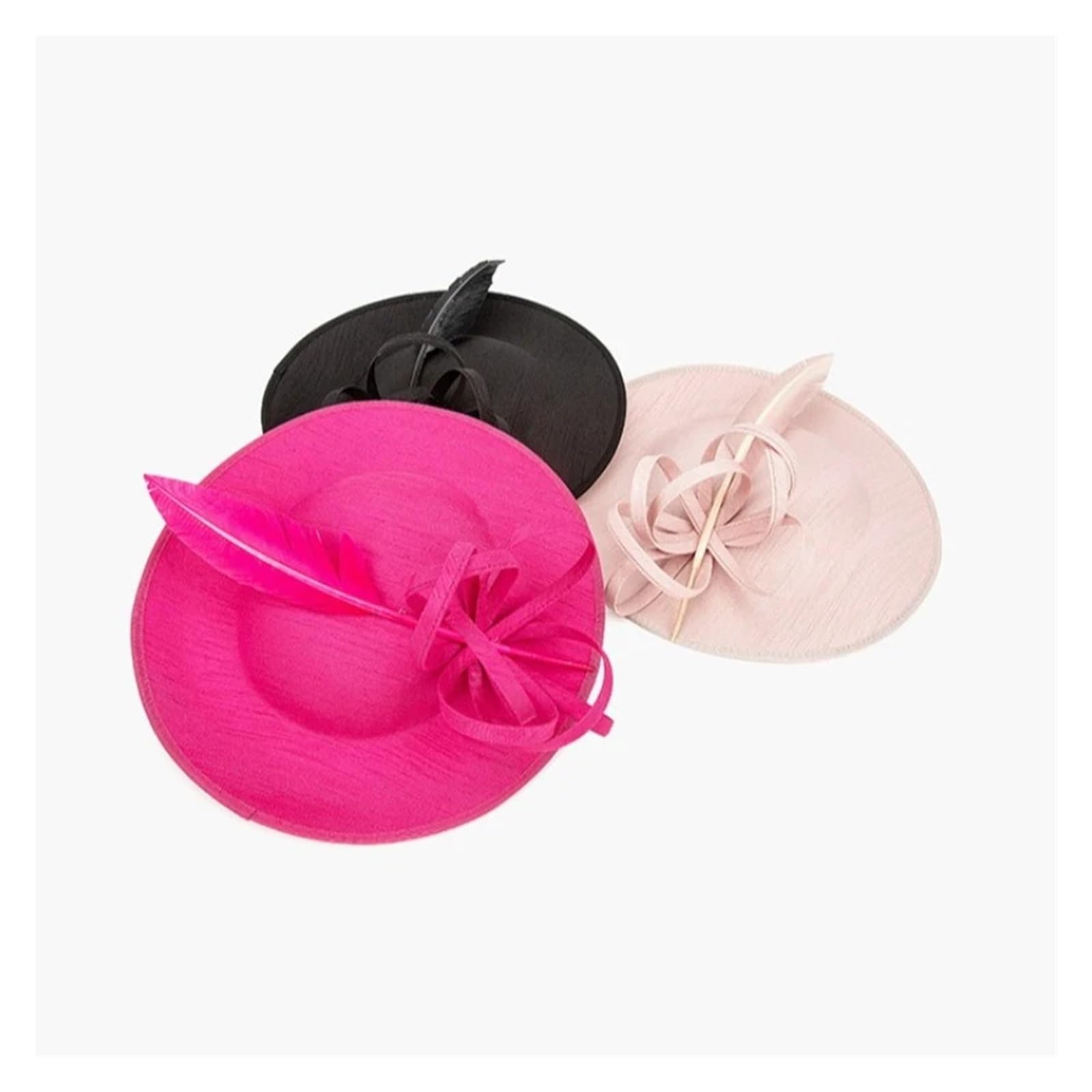 Cappelli Fascinator Matrimonio Donna Fascinator Cappello a Cilindro Fascia Accessori for Capelli Retro Cocktail Tea Party Copricapo Sposa Chapeau Femme(Light Pink)