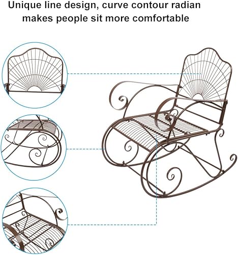 B0BNVCJT3T_image_4 wenyuyu Mecedora para exteriores, silla de metal de hierro para patio, jardín, porche, con cómodo asiento curvado y reposabrazos, resistente al óxido