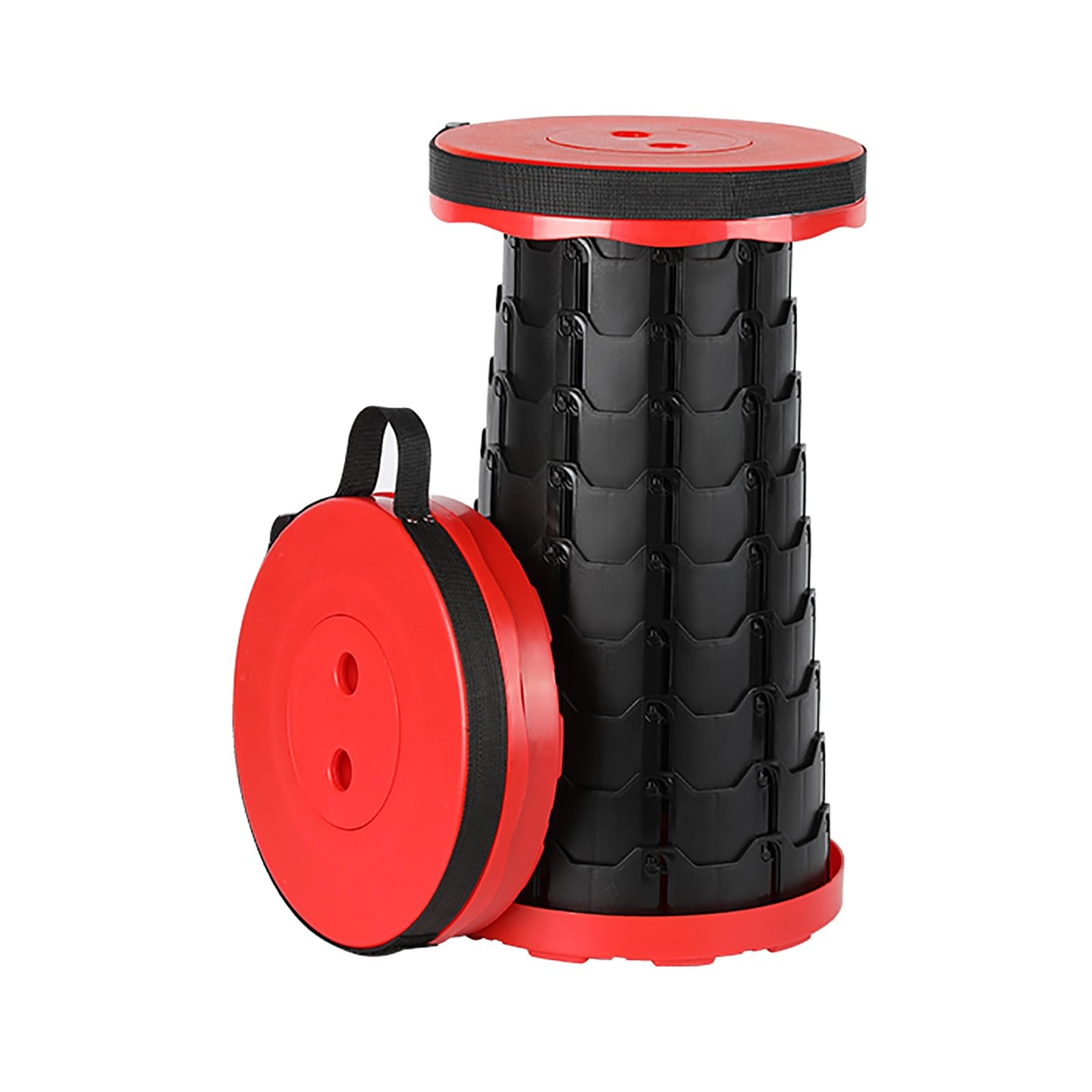 Tabouret télescopique pliable rouge réglable avec bandoulière