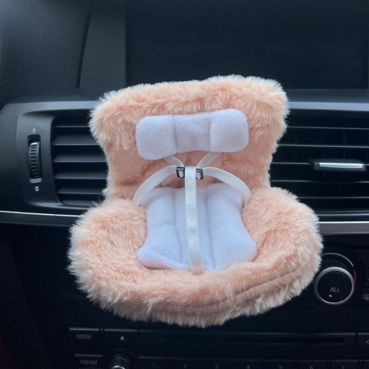 Accessories for Labubu Dolls，Safety seat，Car Plush Doll Sofa, Car Decoration Sofa, Display Dolls，Protect Dolls，Suitable for Labubu or 17-cm Plush Dolls（no Dolls） (Light Brown)