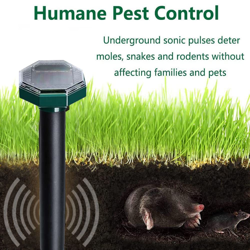Repellente tortora ad ultrasuoni solare IP65, 4 pezzi Repellente serpente ad ultrasuoni, impermeabile repellente solare tortora, repellente per anti talpa gopher, serpente per il controllo dei