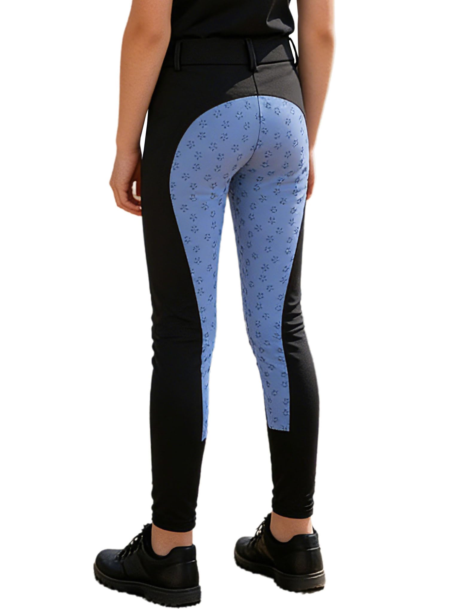 Leggings da Equitazione da Bambina con Imbottitura Completa Pantaloni per Cavallo Pantaloni Sportivi con Passanti per Cintura e Tasche Tights
