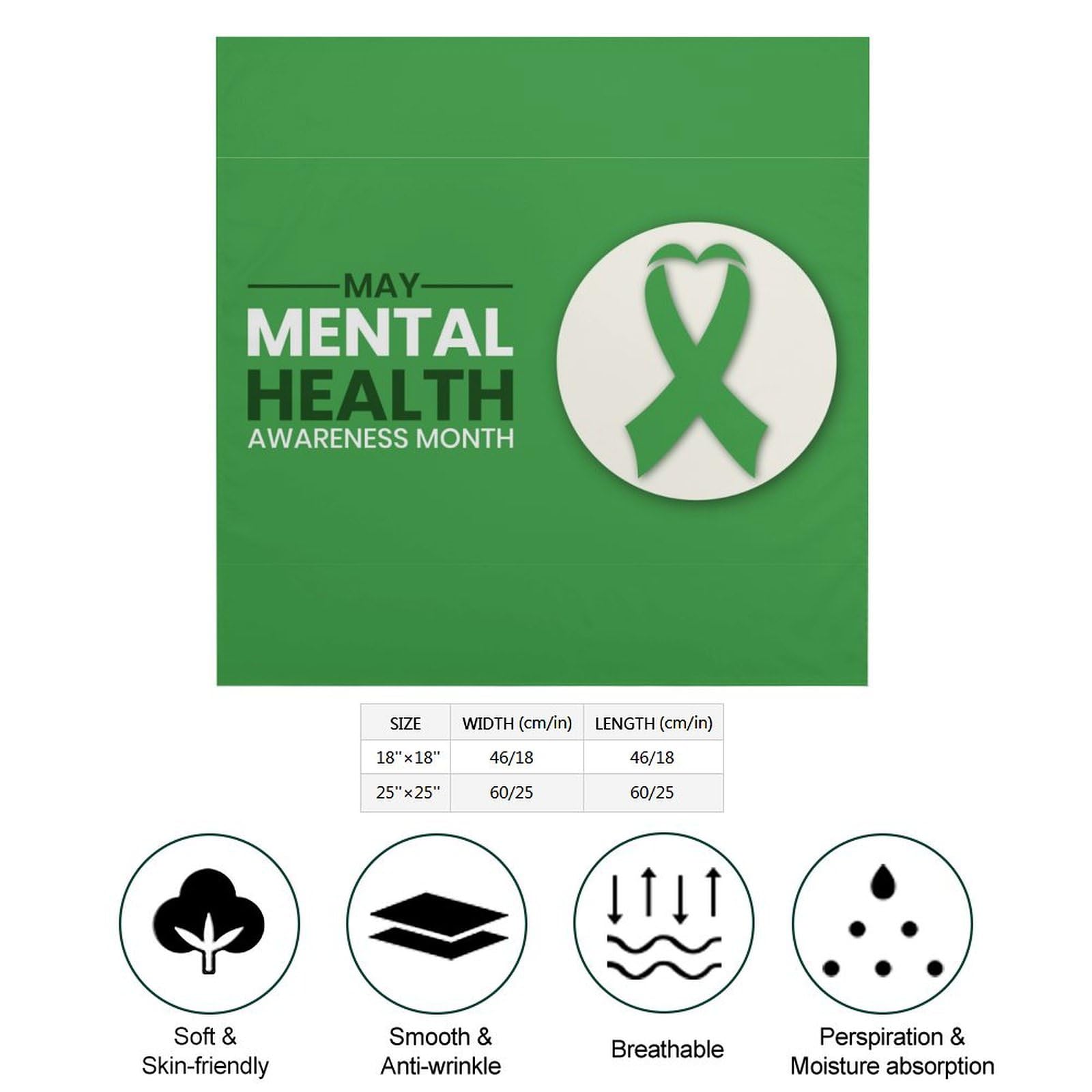 Csemeie Mental Health Awareness Month Bandana Hair Scarf Headband Adjustable Neckerchief for Men Women Decor