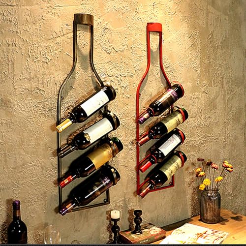 Soporte para 4 Botellas de Vino de Pared Rojo miniatura 4