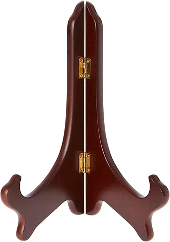 Bard's Hinged Walnut MDF Wood Plate Stand, 9" H x 7.25" W x 5" D (For 9" - 10.5" Plates)