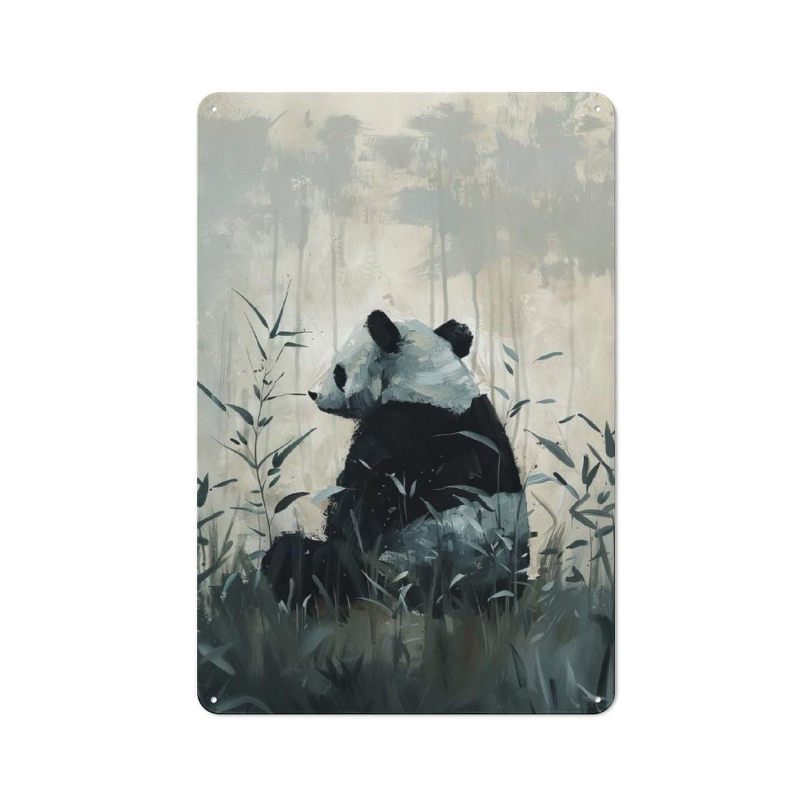 Classic Panda in Bamboo Forest Tin Sign 30x20cm, Classic Pub Decor for Cafe, Pub, Workshop Or Home Bar, Small Accent for Blank Walls