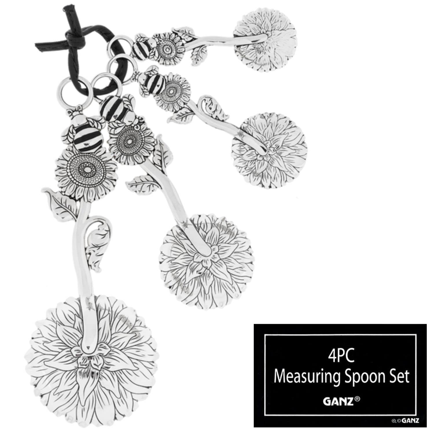 Ganz Bumble Bee Lot de 4 cuillères à mesurer en zinc Argenté 13 cm