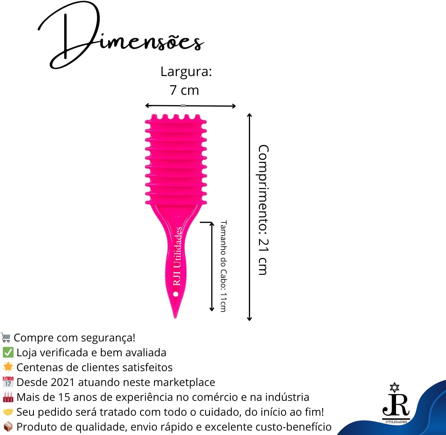 Escova Cabelo Fitagem Cachos Ondulado Finalização Profissional Raquete Ondas Mechas + Pente 3 Fileiras Fitagem - RJI Utilidades
