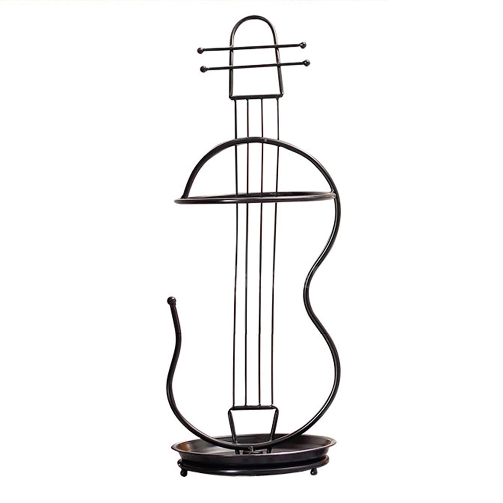 Porte-parapluies en métal au design guitare unique avec bac de récupération amovible