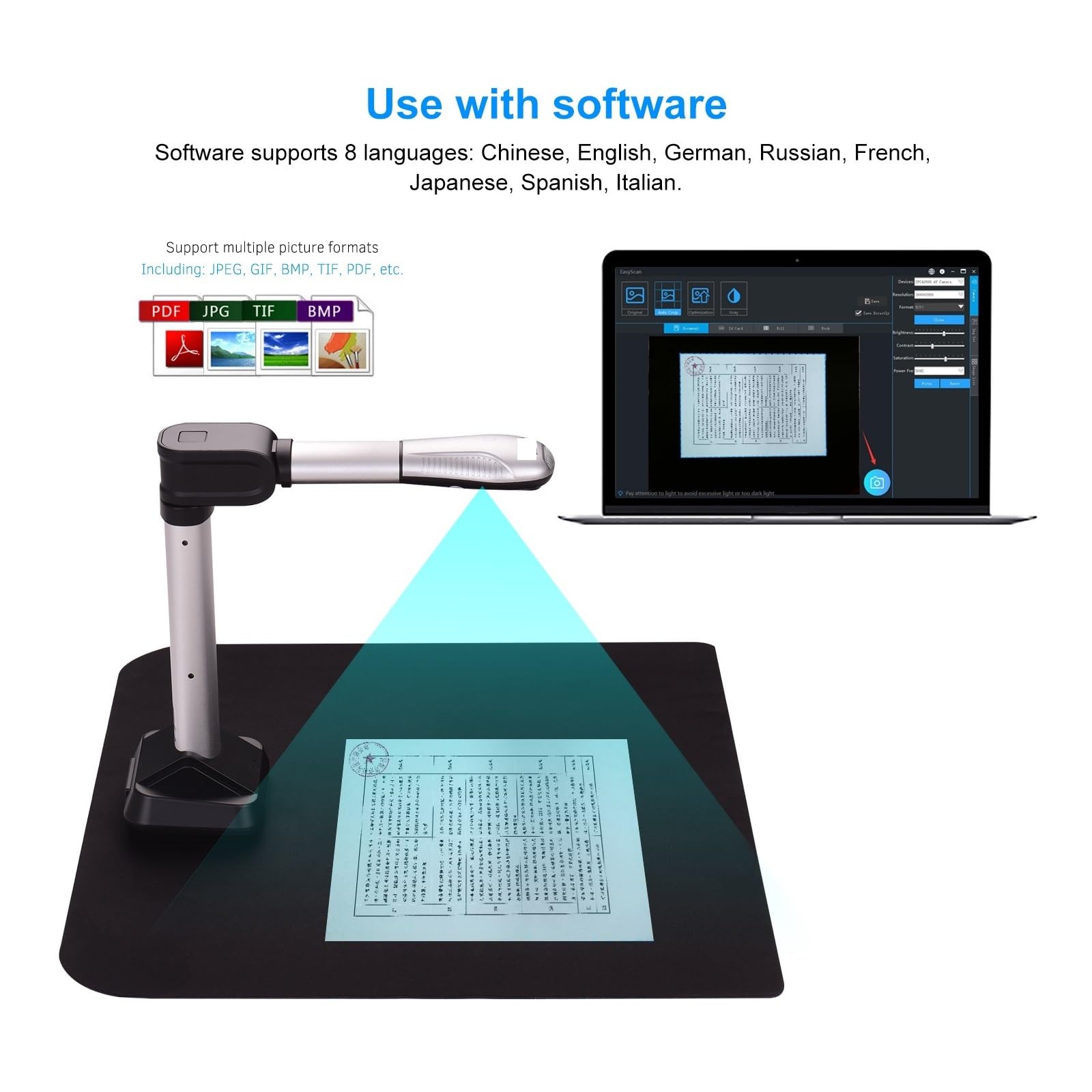 Scanner per documenti, Scanner for fotocamera documenti USB BK51, scanner ad alta velocità formato A3 HD 16 megapixel con luce LED