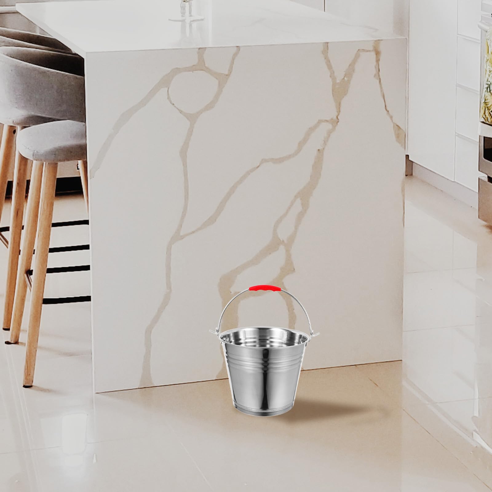 Seau en Acier Inoxydable avec Poignée 6 L pour Lait et Glace