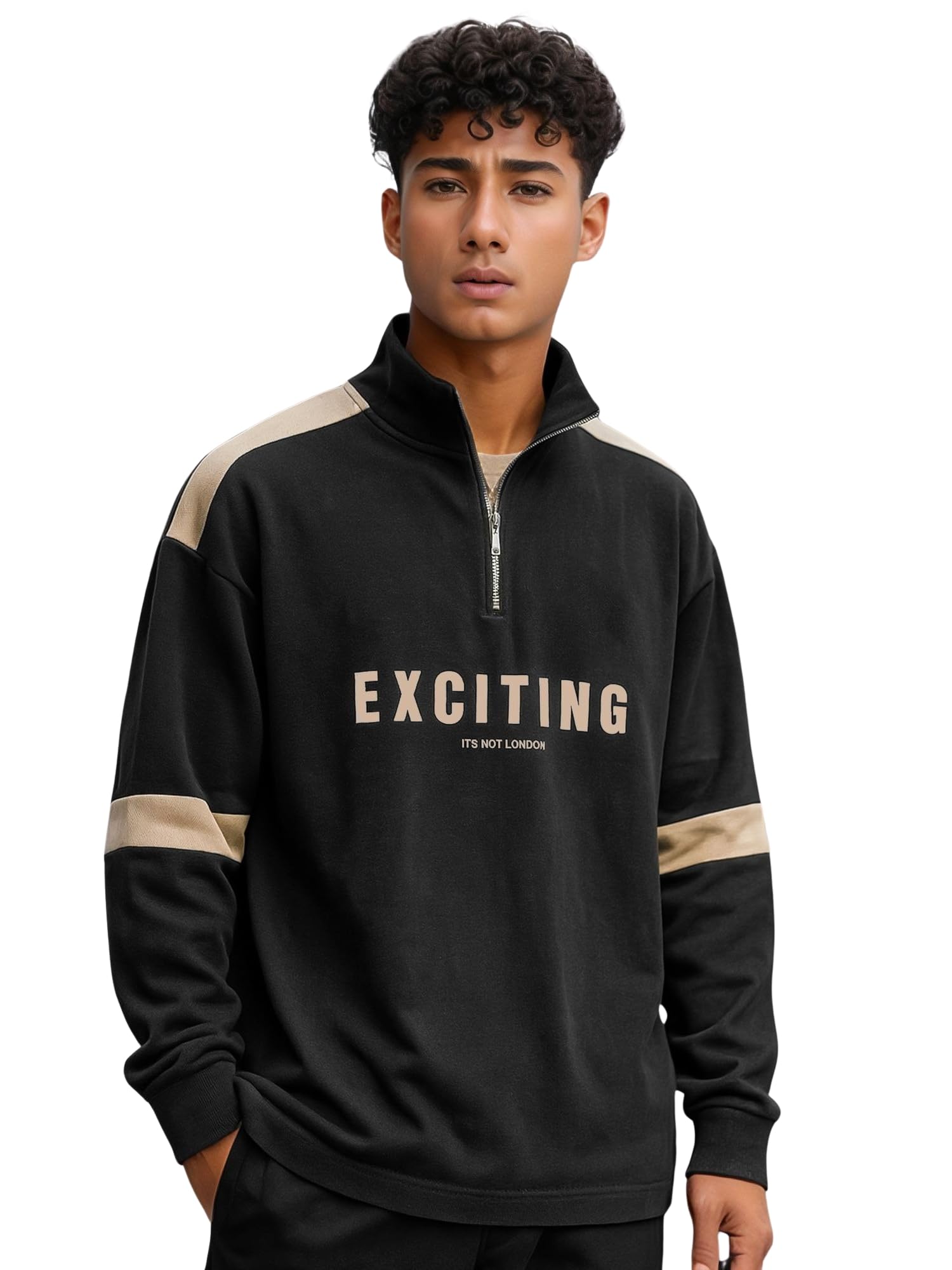 || Mens || Printed || High Neck || Half Zipper || Full Sleeve || Cotton Blend || Polo T-Shirt-image-3
