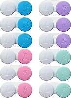 Erewa 12-Pack Contact Lens Cases - Assorted Colors, Sturdy Portable Holders with R/L Labels for Hygienic Storage