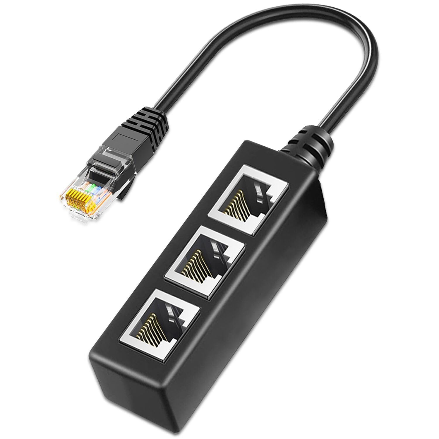 RJ45 Ethernet Splitter Cable, RJ45 Y Splitter Adapter 1 to 3 Port Ethernet Switch Adapter Cable for CAT 5 / CAT 6 LAN Socket Connector Cat5 Cat6 Cable