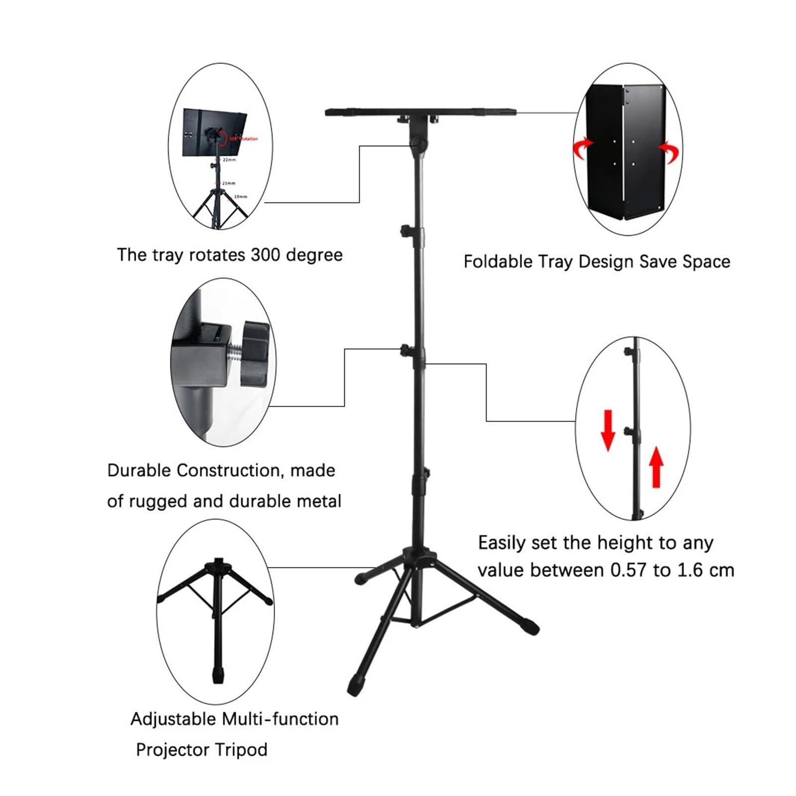 Trípode Universal for Proyector, Ajustable 160cm | Soporte de trípode ajustable for mesa y suelo de 160 cm con capacidad de carga de 10 kg
