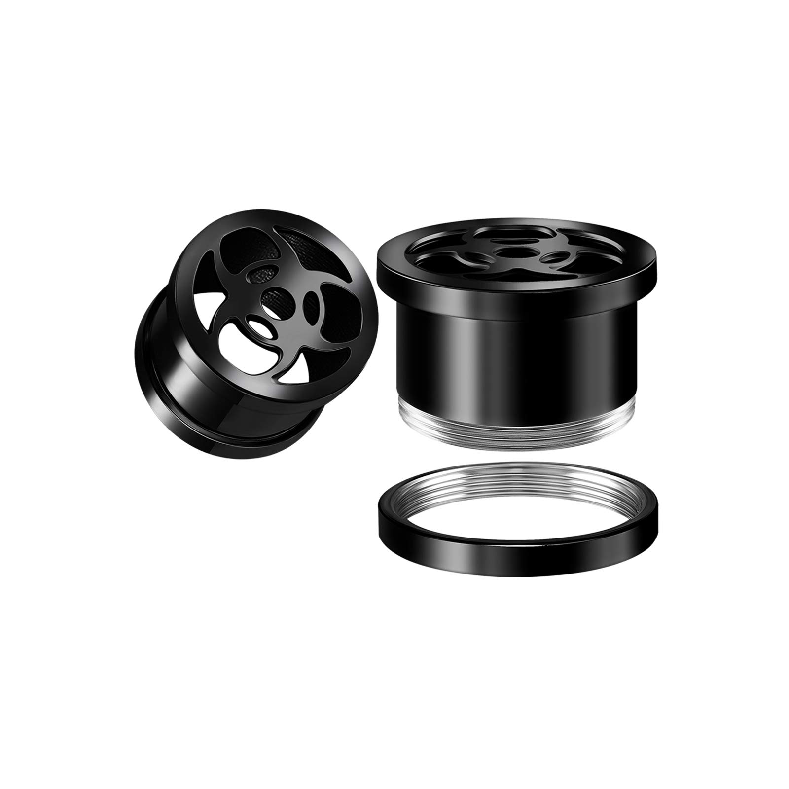 BIG GAUGESPair of 316L Surgical Steel Black Anodized Screw-Fit Flesh Tunnels Plugs Bio Hazard Piercing Jewelry Ear Stretching Earring