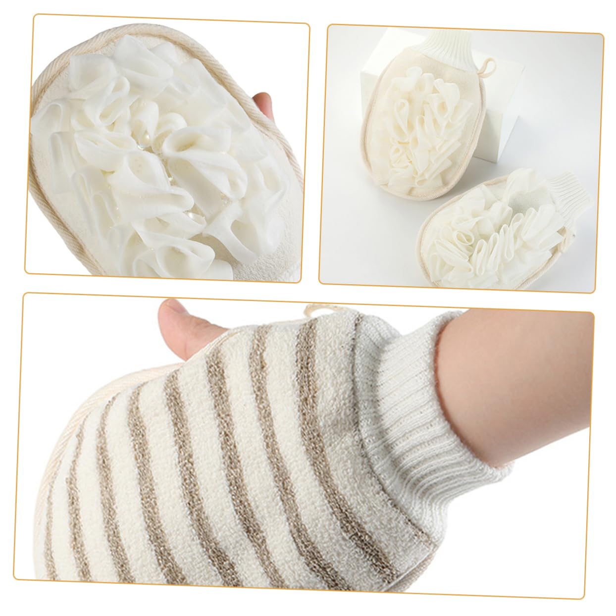 Outanaya 2pcs Exfoliating Glove Set Deep Exfoliating Mitts for Body Scrubbing Dead Skin Remover Shower Accessory for Skin Types