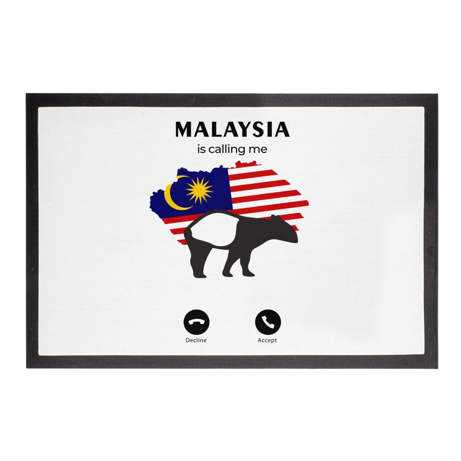 Paillasson Blanc Malaysia Tapir Flag 60x40cm tapis entrée original