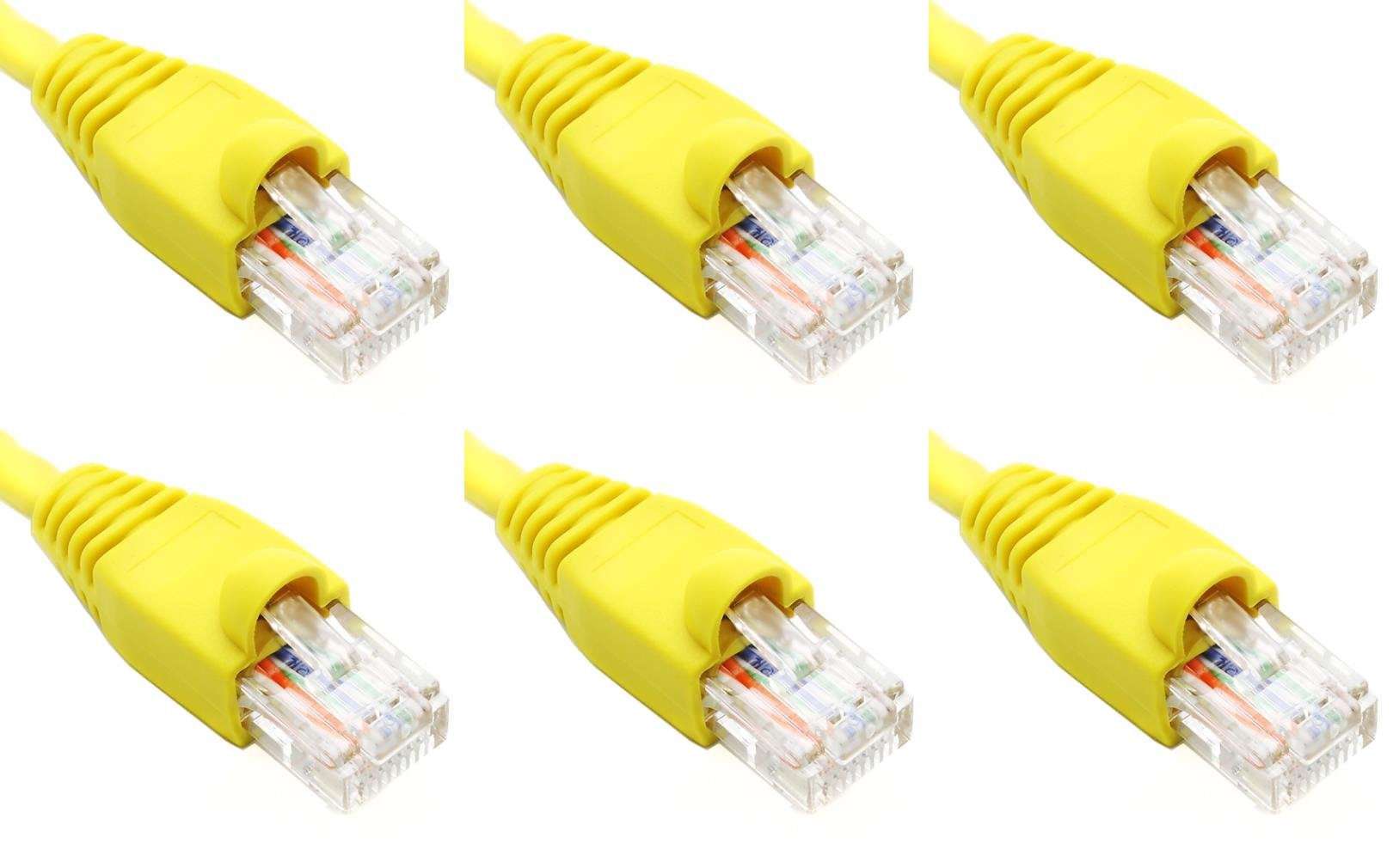 Ultra Spec Cables Zestaw 6 - żółty kabel sieciowy Ethernet Cat6 LAN kabel krosowy RJ45 Gigabit