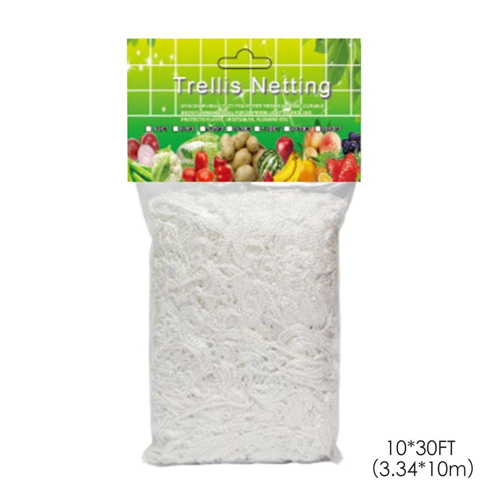 Fulenyi Plant Trellis Netting, 10 x 30 ft Heavy-Duty Polyester Garden Trellis Netting with Square Mesh for Climbing Plants, Vegetables, Fruits, and Flowers