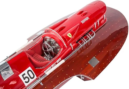 Miniatura 2 de Ferrari Hydroplane Model Speed Boat de 19.7 pulgadas - Decoración de barco de madera hecha a mano - Barco de hidroavión Ferrari - Barco de juguete