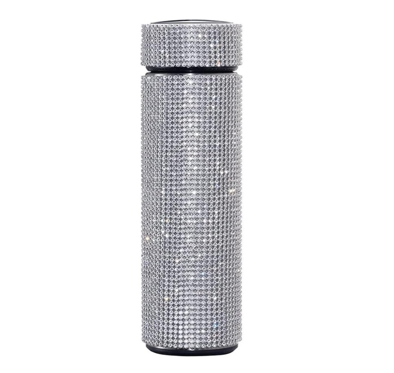 Butelka,Szczelna Smart Diamond Thermos Cup Dotykowy Wyświetlacz Temperatury Termos Ze Stali Nierdzewnej Napoje(Blue,Silver)