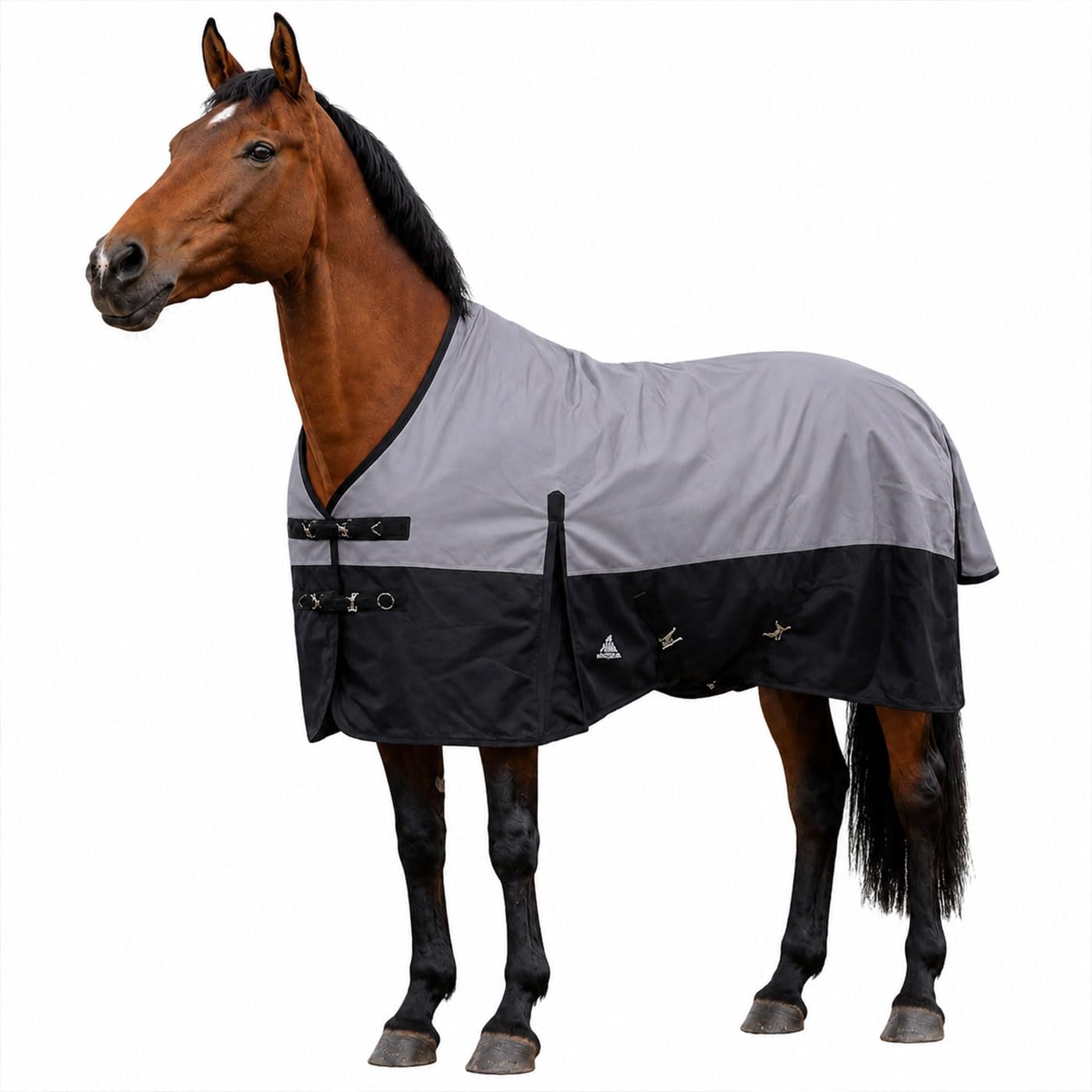Brama-West - Manta de invierno para caballo (1200D, cuello alto, 100 GMS, talla 155), color gris y negro