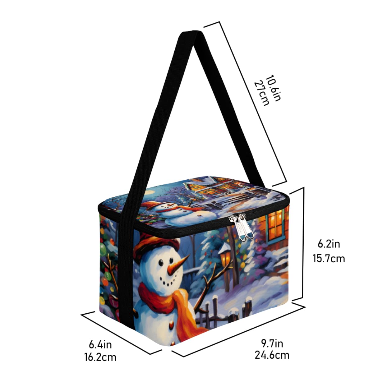 GzLeyigou Lunch Bags for Women Men 9 Cans,Christmas Snowman Hot & Cold Food Delivery Bag Insulated Grocery Bag Insulated Lunch Box Cooler Bag for Office Work Picnic Beach